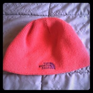 USED! Pink/orange North Face winter hat.
